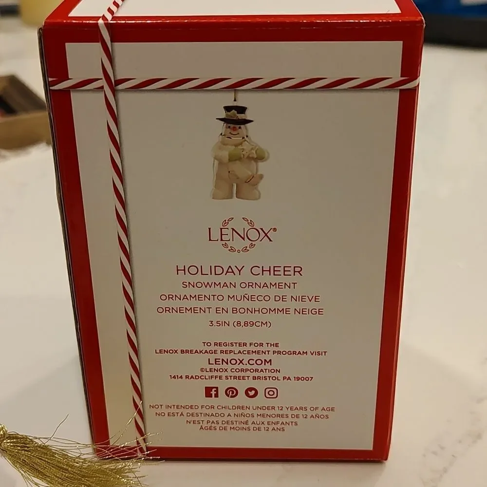 Lenox Holiday Cheer Snowman Ornament Original Box NWT
